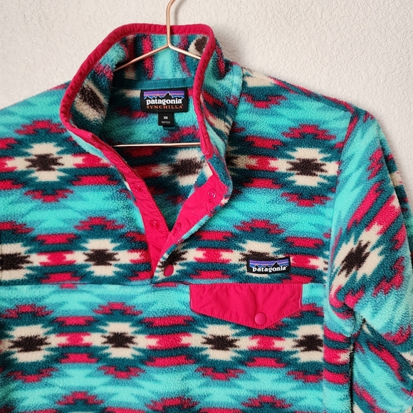 PATAGONIA x VINTAGE rare Wild Desert Print Synchilla fleece snap t size XS - Picture 8 of 9